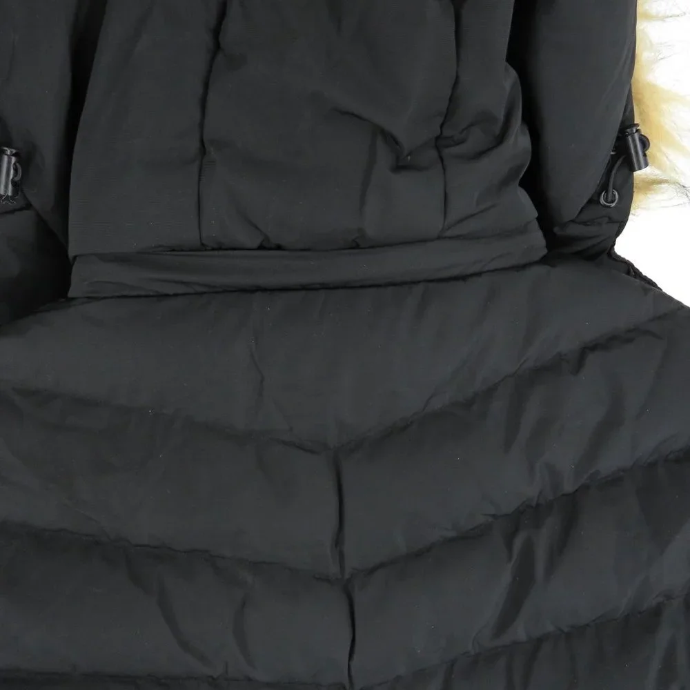 Women's Black Winter Puffer Coat Jacket Faux Fur Removable Hood L NWT - Picture 5 of 6